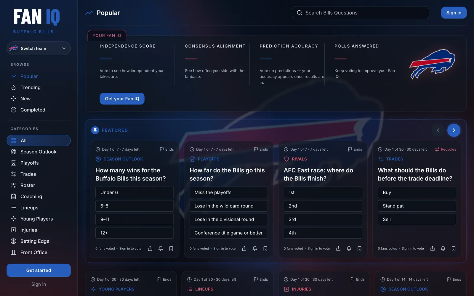 The Buffalo Bills on FanIQ