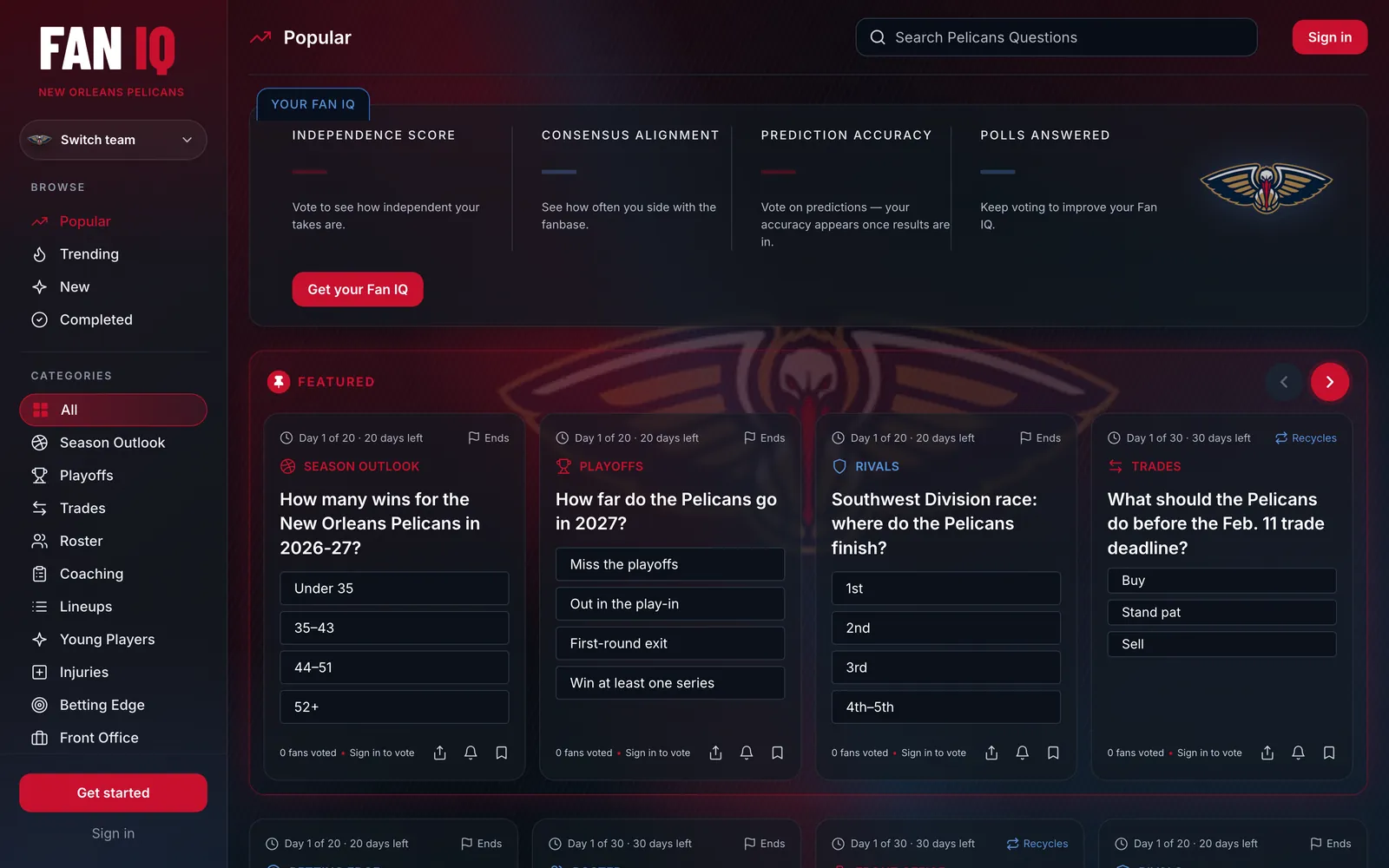 The New Orleans Pelicans on FanIQ