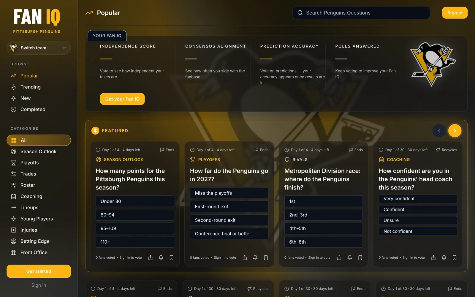 The Pittsburgh Penguins on FanIQ